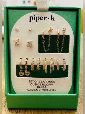 Piper K Cubic Zirconia Earrings (set of 7 pairs)